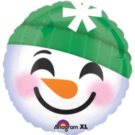 Фольгированный шар Круг 45 см Смайлик Снеговик