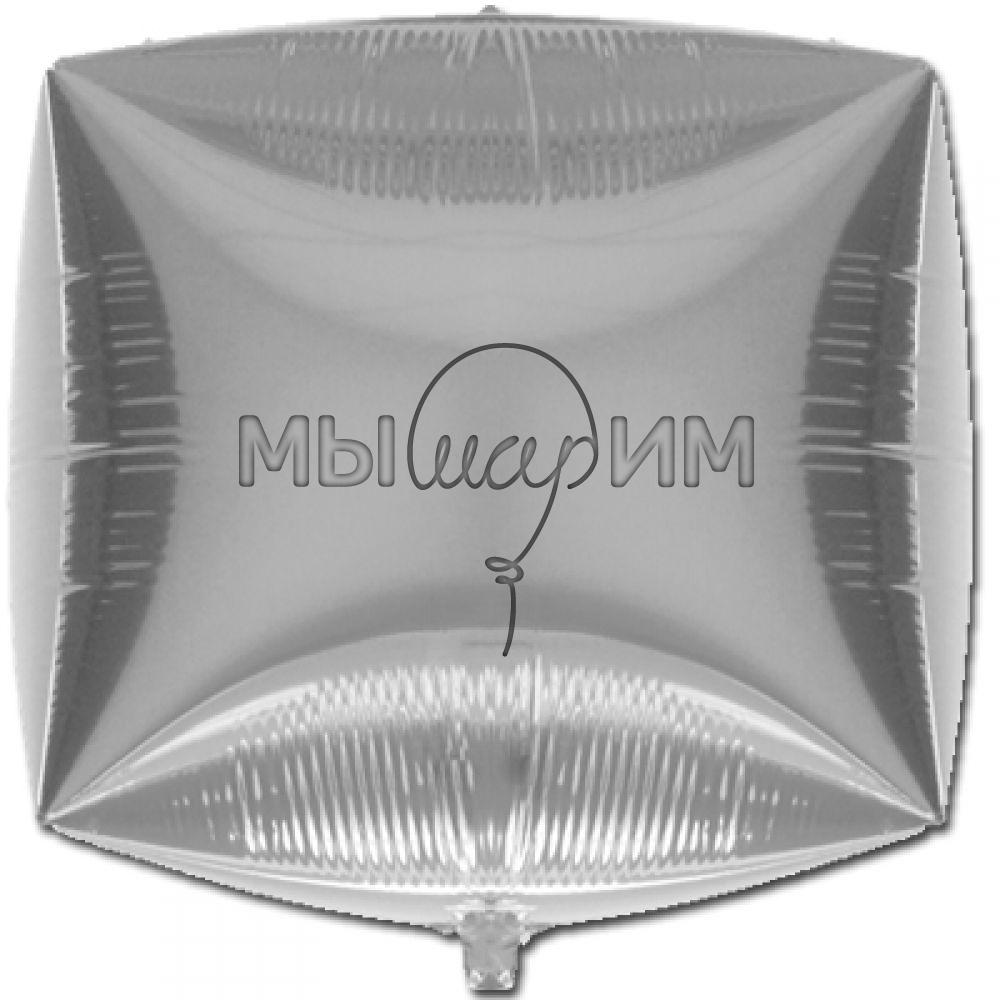 Фольгированный шар 3D КУБ Металлик Silver