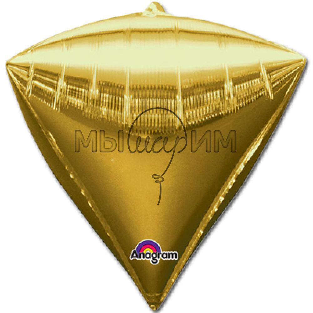 Фольгированный шар 3D АЛМАЗ 17" Металлик Gold