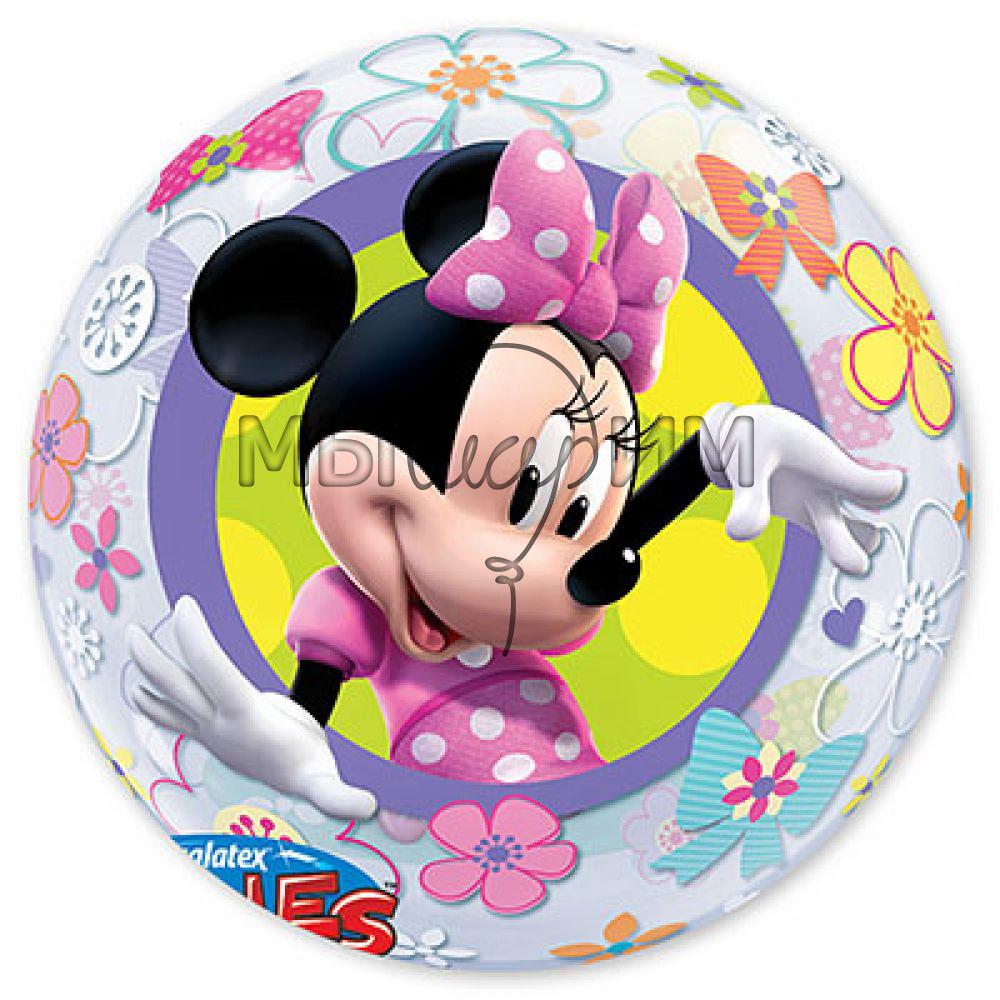 Фольгированный шар BUBBLE 22" Disney Минни Бантики Цветы