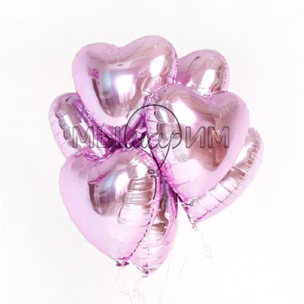 Фольгированный шар сердце металлик розовый