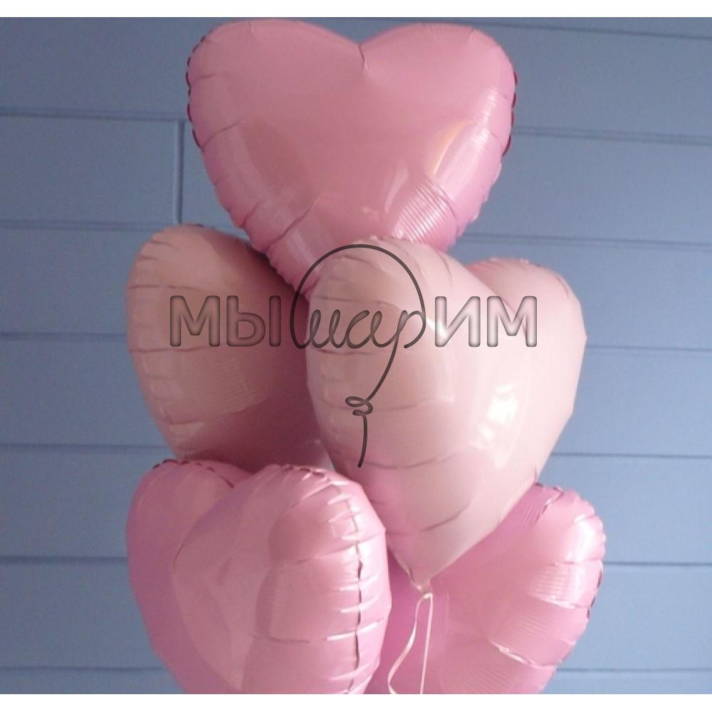 Фольгированный шар сердце розовое пастель