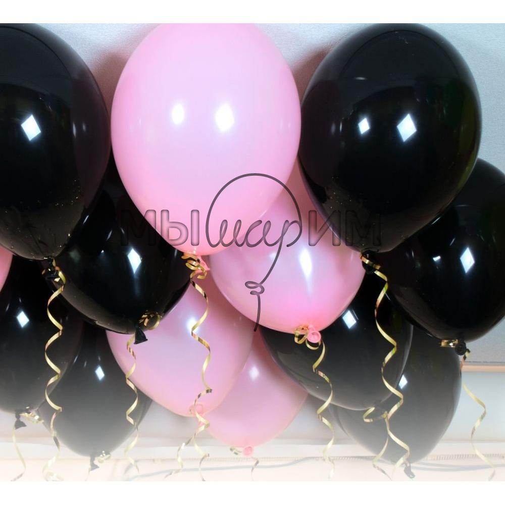 Черно-розовые шары пастель
