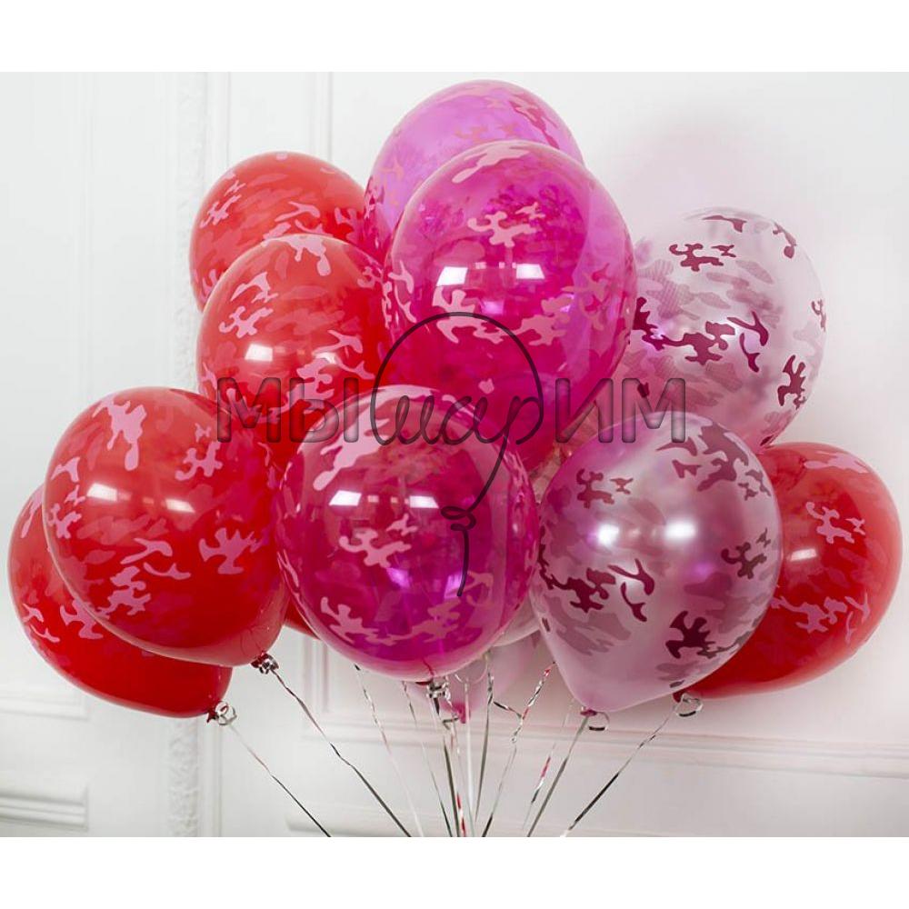 Камуфляжные шары "Хаки красно-розовые"