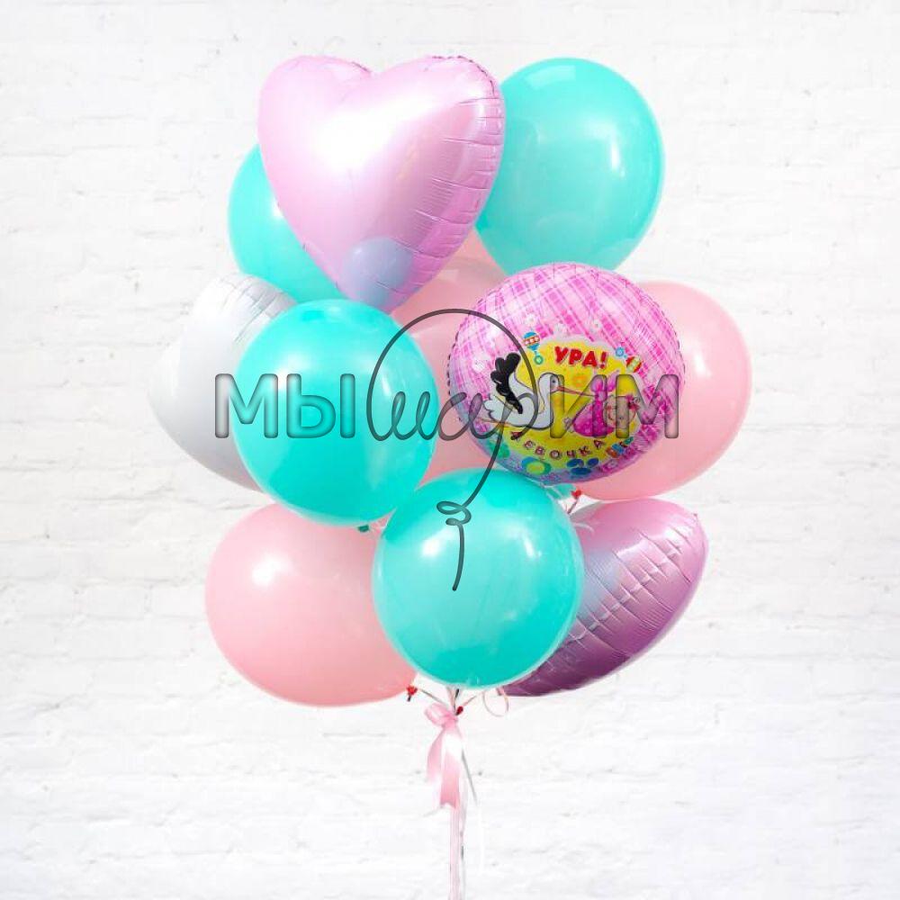Связка воздушных шаров на выписку для девочки