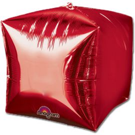 Фольгированный шар 3D КУБ Металлик Red