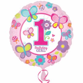 Фольгированный шар Круг 1-й День Рождения девочка