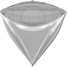 Фольгированный шар 3D АЛМАЗ 17" Металлик Silver