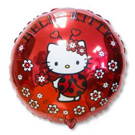 Фольгированный шар Круг 45 см Hello Kitty божья коровка