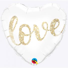 Фольгированный шар Сердце 45 см LOVE Глиттер золото