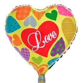 Фольгированный шар Сердце 45 см Love Разноцветные сердца