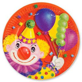 Тарелки бумажные Клоун с шарами 17см, 6шт