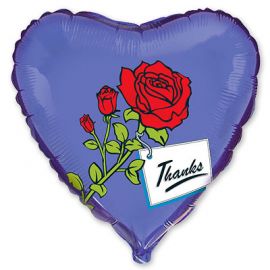 Фольгированный шар Сердце 45 см Роза на синем Thanks