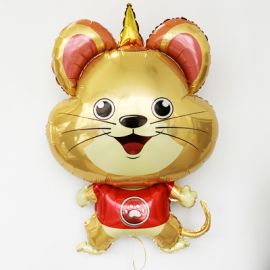Фольгированный шар Мышь-единорог в красном