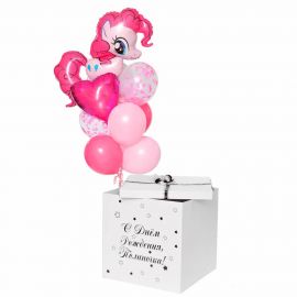 Коробка-сюрприз с шарами "Пинки пай"
