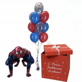 Коробка-сюрприз с шарами Человек Паук