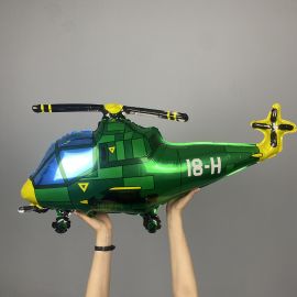 Фольгированный шар Вертолет зеленый/красный/синий