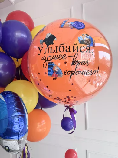 Шары для мальчика — пример красивой композиции из воздушных шаров