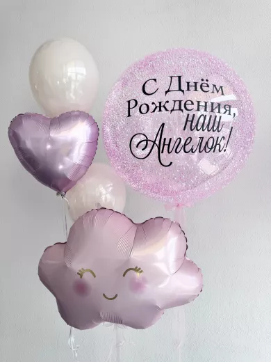 Шары для девочки — пример красивой композиции из воздушных шаров
