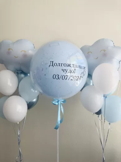 Шары на выписку из роддома — пример композиции к рождению ребёнка