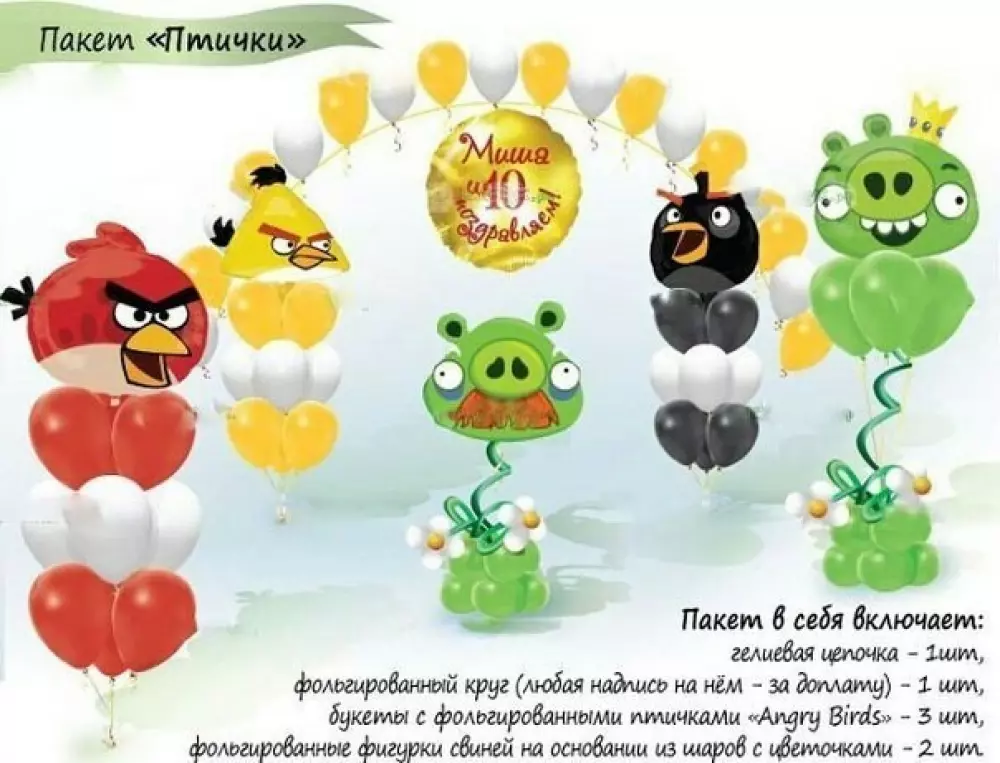 Пакет "Птички Angry Birds" Оформление шарами детских праздников