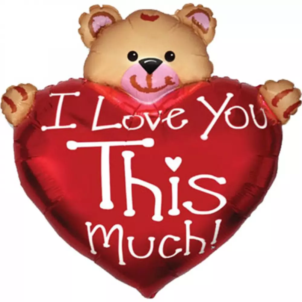 Фольгированный шар Сердце с мишкой ILY Фольгированные шары с гелием