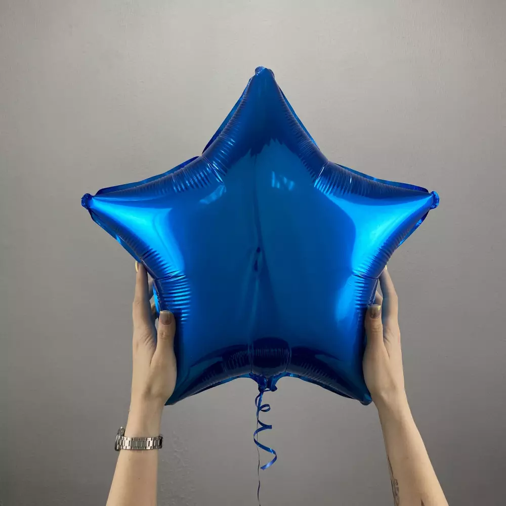 Фольгированный шар 45 см ЗВЕЗДА Металлик Blue Синие воздушные шары Фольгированные шары без рисунка