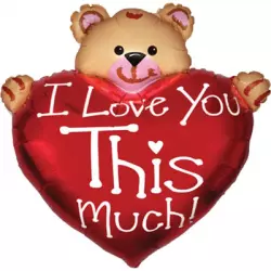 Фольгированный шар Сердце с мишкой ILY Фольгированные шары с гелием