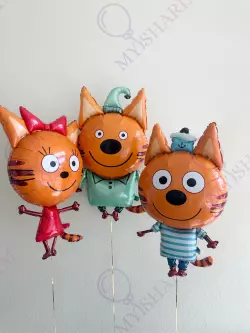 Фольгированные фигуры Три Кота (Коржик, Карамелька, Компот) Фольгированные шары с гелием